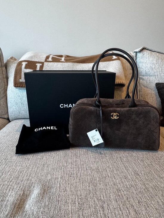 CHANEL Handbags - Authentic Chanel Large Perfect Bowling Bag in Brown 26B